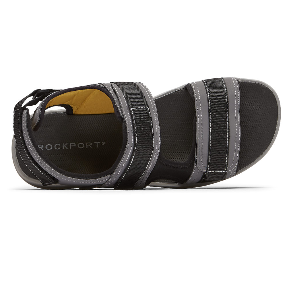 Rockport Mens Lucky Bay Sport 3 Strap - Sandals Grey - HST269574